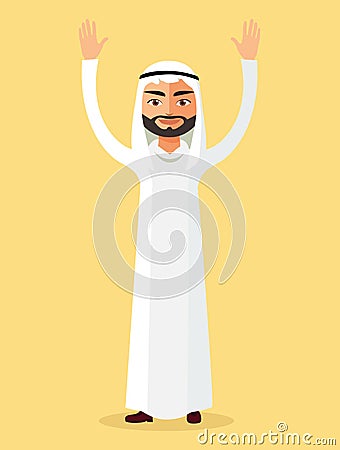 Vector - Arab man. Kuwait man vector. Arabic man. Saudi Arabia man. Vector illustra Vector Illustration