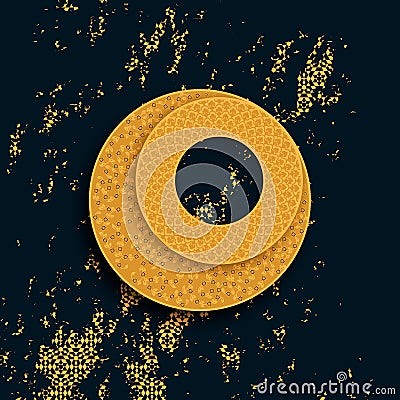 Vector arabic islamic traditional moon design element with golden geometric ornaments and vintage cover Vector Illustration