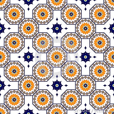 Vector seamless arabic pattern. Arabesque, Ramazan, greeting, happy month Ramadan. Islam seamless geometry pattern Vector Illustration