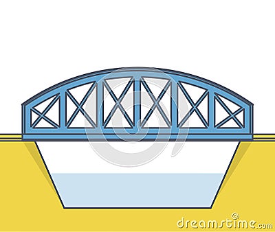 Vector arched train bridge, oulined side view, isolated, white background Vector Illustration