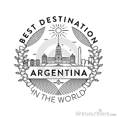 Vector Argentina City Badge, Linear Style Stock Photo