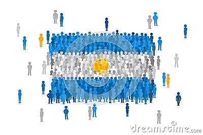 Vector Argentina state flag formed by crowd of cartoon people Vector Illustration