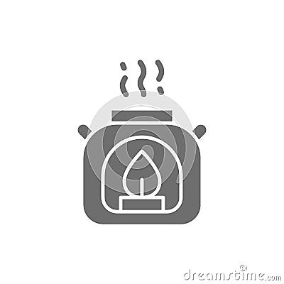 Vector aroma lamp, gas burner grey icon. Vector Illustration