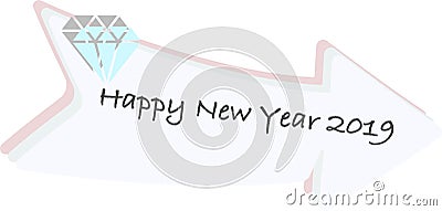 Vector arrow greeting Happy New year 2019 on a white background Stock Photo