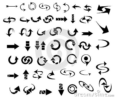 Vector arrow set, web icons, internet symbols, black arrows for graphic design and internet projects Vector Illustration