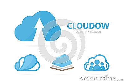 Vector of arrow up and cloud logo combination. Growth and storage symbol or icon. Unique download and upload logotype Vector Illustration