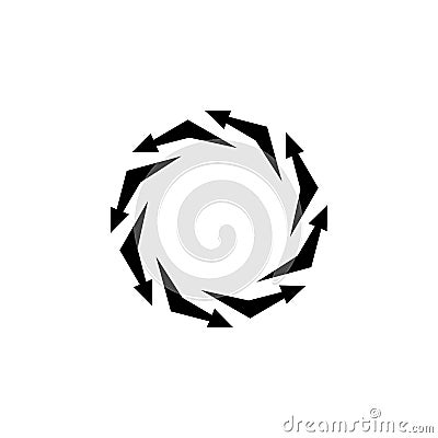 Vector arrows in a circle, vicious circle, infinity sign, reloader icon, black sign isolated on white background. Vector Illustration