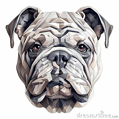 Abstract Bulldog Head Vector In Illusory Hyperrealism Style Stock Photo