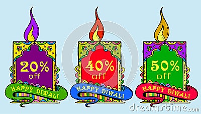 Vector art of colorful Diwali price tag or web banner Vector Illustration