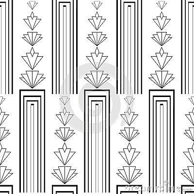Vector art deco architecture inspired vertical geometric alternating columns and stacks of stylized rhombus flowers Vector Illustration