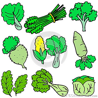 Vector art of fresh vegetables doodles Vector Illustration