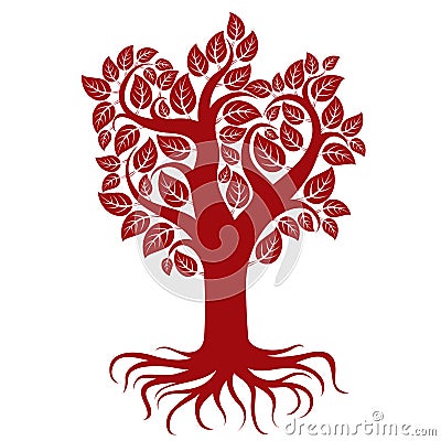 Vector art illustration of branchy tree with strong roots. Tree Vector Illustration