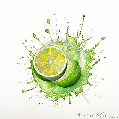 Bold Lime Illustration With Vibrant Colors And Chromatic Purity Cartoon Illustration