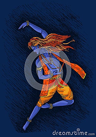 Vector art of lord krishna enjoy dancing Vector Illustration