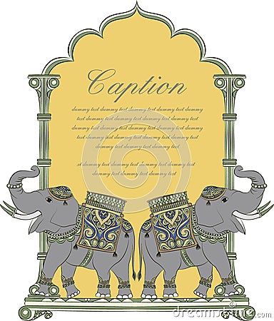 Vector art of royal elephant in indian art style Vector Illustration