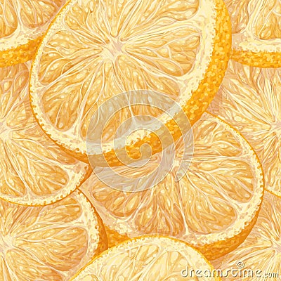 Vector art, seamless pattern with hand-drawn harvest juicy, delicious rich wet orange pieces,bright with highlights Vector Illustration