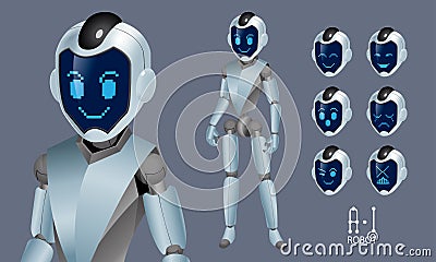 Vector of an Artificial Intelligence A.I robot. Vector Illustration