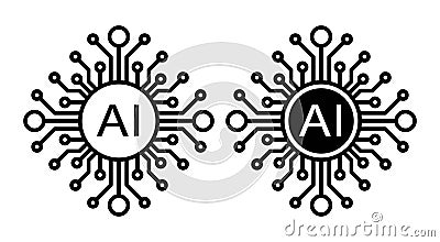 vector ai processor chip icon Vector Illustration
