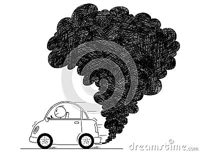 Vector Artistic Drawing Illustration of Car Air Pollution Vector Illustration