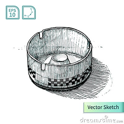 Vector ashtray sketch. Illustration Vector Illustration