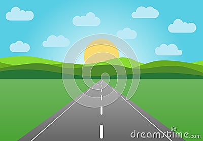 Vector asphalt road leaving into the horizon. Vector Illustration