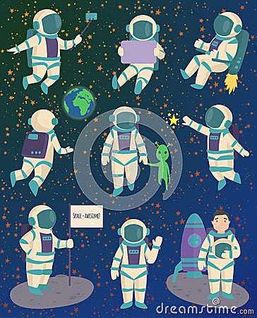 Vector astronaut character pose. Vector Illustration