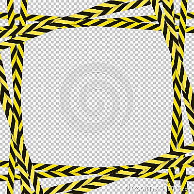 Vector attention frame template, yellow and black colorful lines, square frame template, danger sign, striped ribbons Vector Illustration