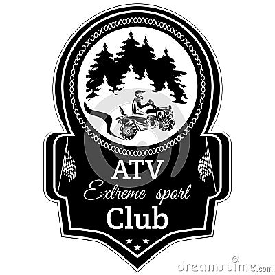 Vector atv quad bike extreme sport club emblem Vector Illustration
