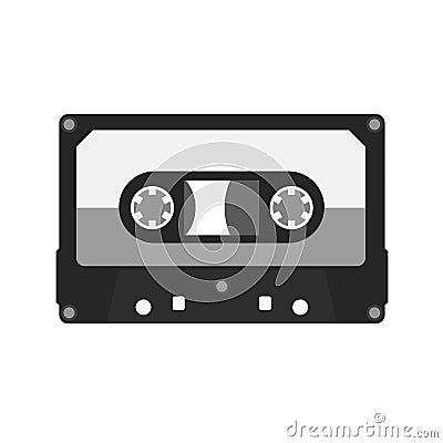 Vector audio cassette icon. Audiotape flat icon. Vector Illustration