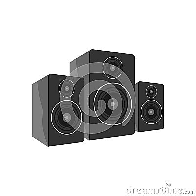 Vector audio speaker icons. Musical, center, single icon in cartoon style.Musical, center, bitmap symbol stock illustration web. Vector Illustration