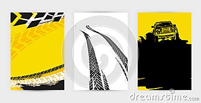 Grunge Tire Posters Set 17-18 Vector Illustration