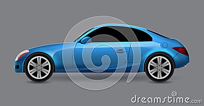 Vector automobile coupe isolated profile side view. Luxury modern sedan transport auto car. Side view car design illustration Vector Illustration