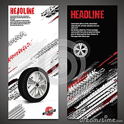 Grunge Tire Banner set 012 Vector Illustration