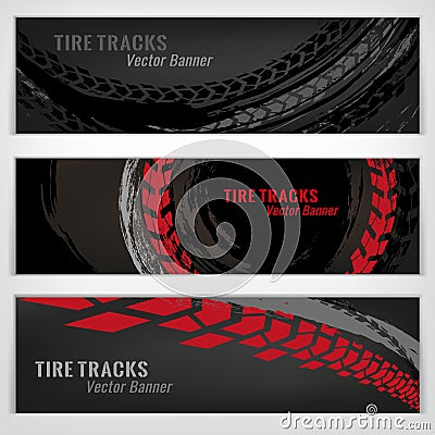 Tire Banners Set Vector Illustration