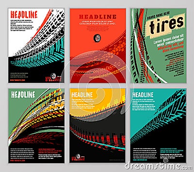 Tire Brochure Set Vector Illustration