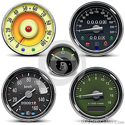 Vector Automotive Speedometers Vector Illustration