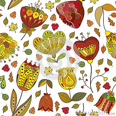 Vector autumn doodles seamless pattern Vector Illustration