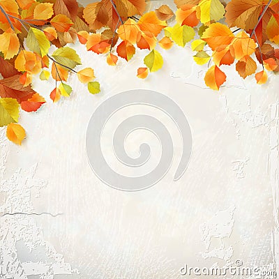 Vector autumn leaves plaster wall background Vector Illustration