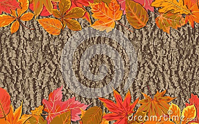 Vector autumn seasonal watercolor style Fall maple, chestnut, al Vector Illustration