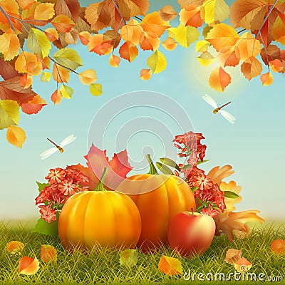 Vector Autumn Thanksgiving Card Vector Illustration