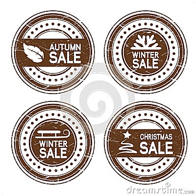 vector autumn, winter, Christmas sale stamps Vector Illustration