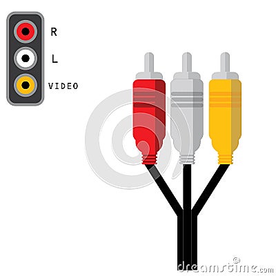 vector av cable sound and video orange yellow red white tv and playstation illustration Vector Illustration