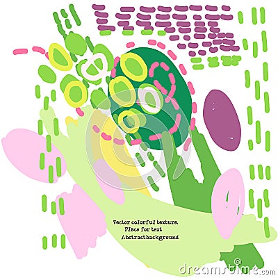Vector avantgarde pattern with multicolored shapes and spots. Copy space. Abstract design template. Vector Illustration