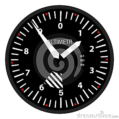 Vector aviation altimeter isolated on white background in flat style Vector Illustration
