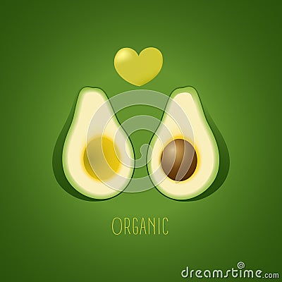 Vector avocado halves on a gradient background Stock Photo