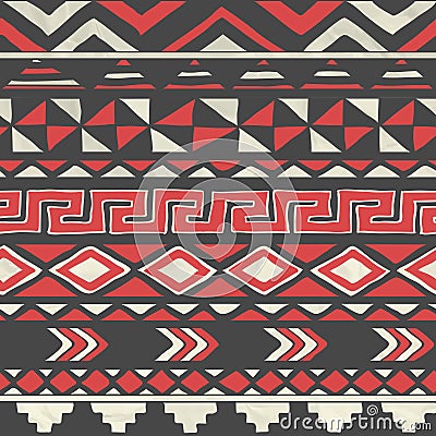 Vector Aztec Tribal Seamless Pattern on Crumpled Vector Illustration