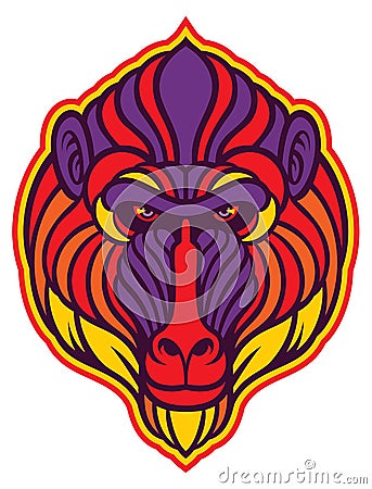 Baboon Mandrill Monkey Vector Illustration