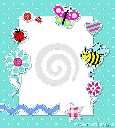 Vector baby boy card with scrapbook elements Vector Illustration