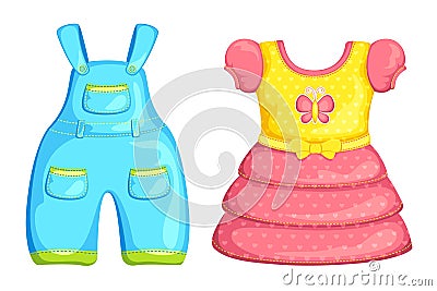 Vector Baby Boy and Girl dress Vector Illustration