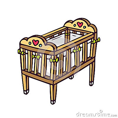 Vector baby crib on white Vector Illustration